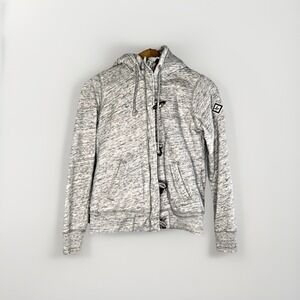 HOLLISTER Gray Sherpa Lined Hoodie Size Medium Wood Buttons‎